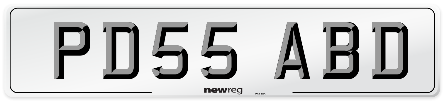 PD55 ABD Number Plate from New Reg